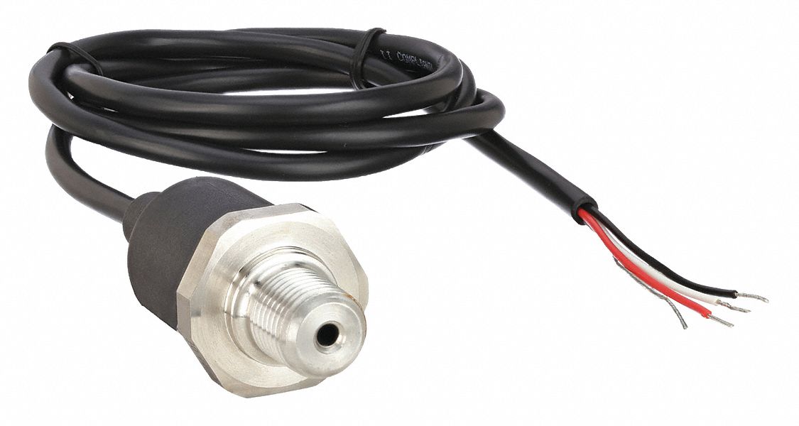 Pressure Transmitter: 0 psi to 3, 000 psi, 1 to 5V DC, Cable & Wire Leads, 1/4 in Male NPT, IP67 /4X