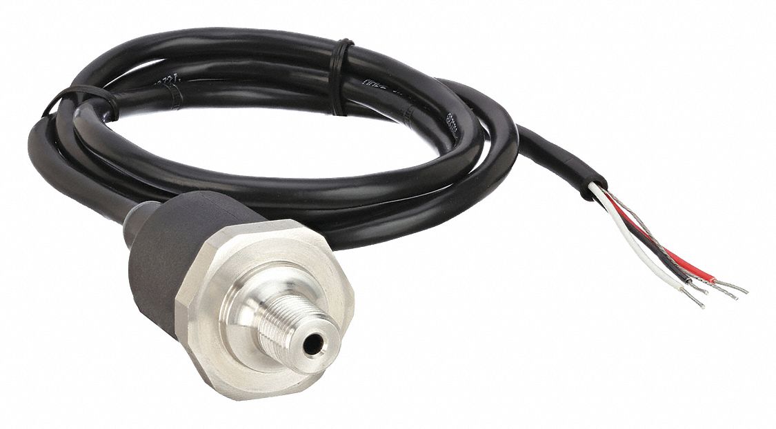 Pressure Transmitter: 0 psi to 100 psi, 4 to 20mA DC, Cable & Wire Leads, 1/8 in Male NPT, IP67 /4X