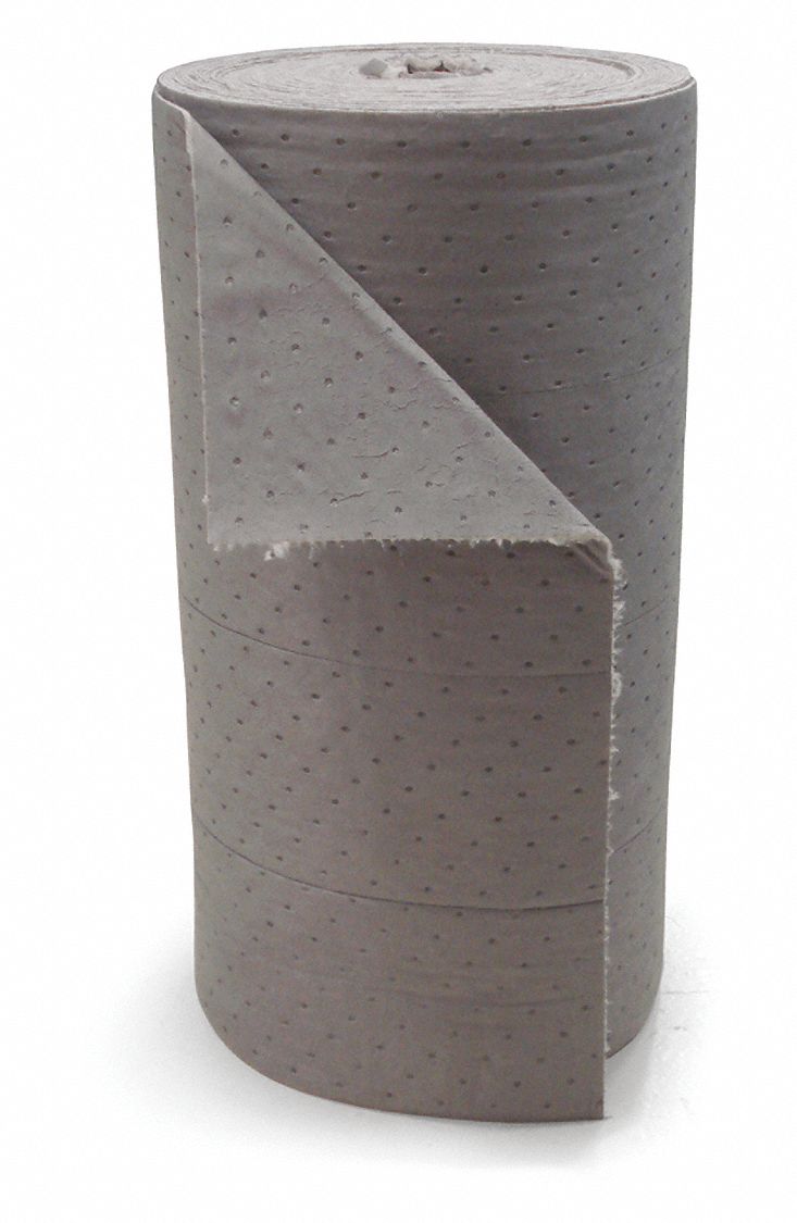 ROULEAU ABSORBANT, 19 X 14 1/4 PO EN TAILLE PERFORÉE, 150 PI X 28 1/2 PO, POLYPROPYLÈNE, 55 GAL PAR PAQUET, BLANC
