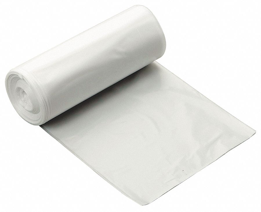 Trash Bag, 60 gal, LLDPE, Coreless Roll, White, PK 100 Grainger