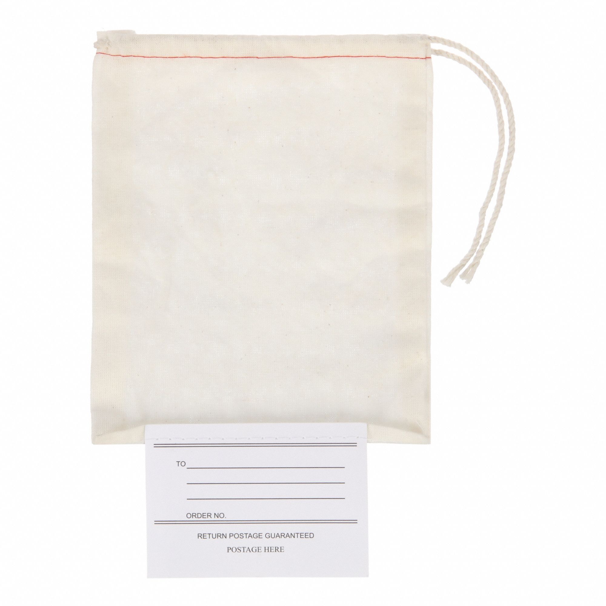 Drawstring Parts Bag: 8 in Lg, 6 in Wd, Cotton/Poly Blend, Natural, 3.98 oz/sq yd Fabric Wt, 100 PK