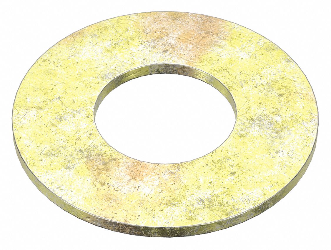 USS Washer: Case Hardened, Zinc Yellow, Steel, 1 1/2 in Screw Sz, 1.625 in In Dia, 150 PK