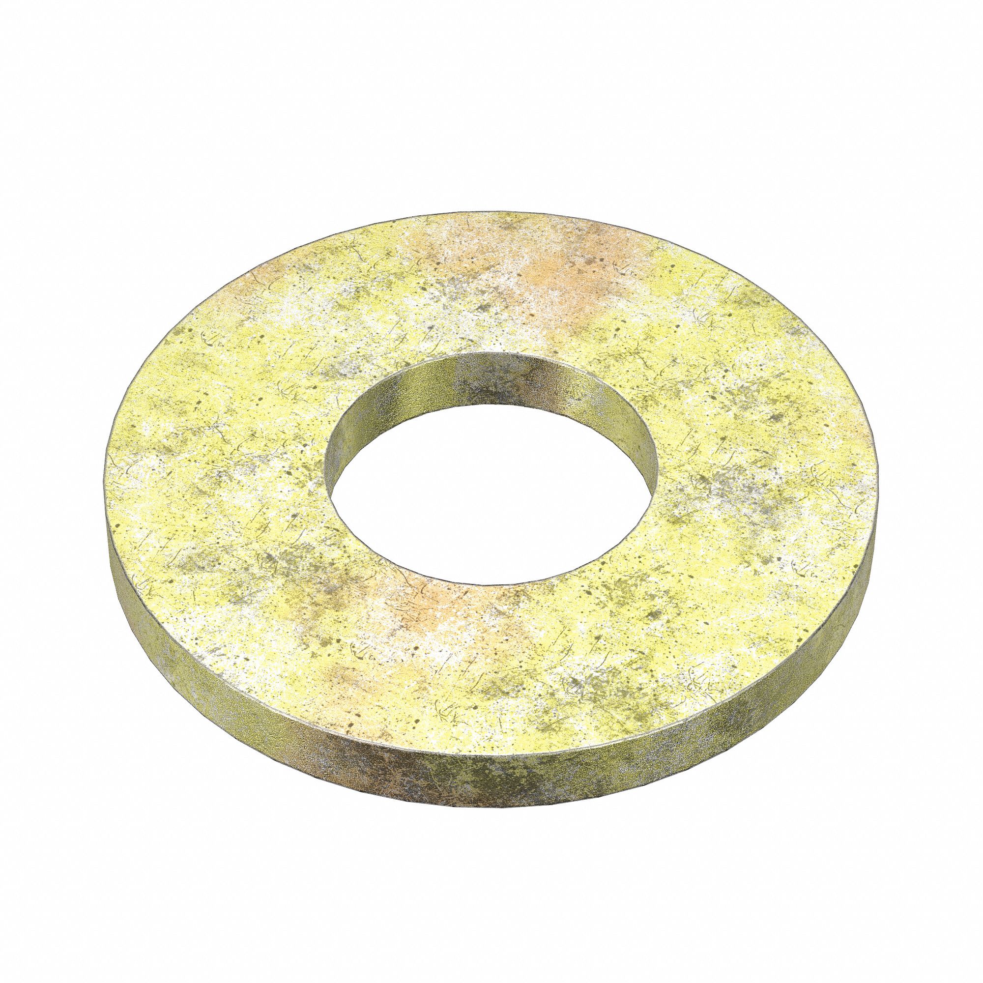 RONDELLE PLATE, P/VIS 5/16PO, ACIER, GRADE 2, ZINC JAUNE, DI 0,375PO, 4 500 PQ