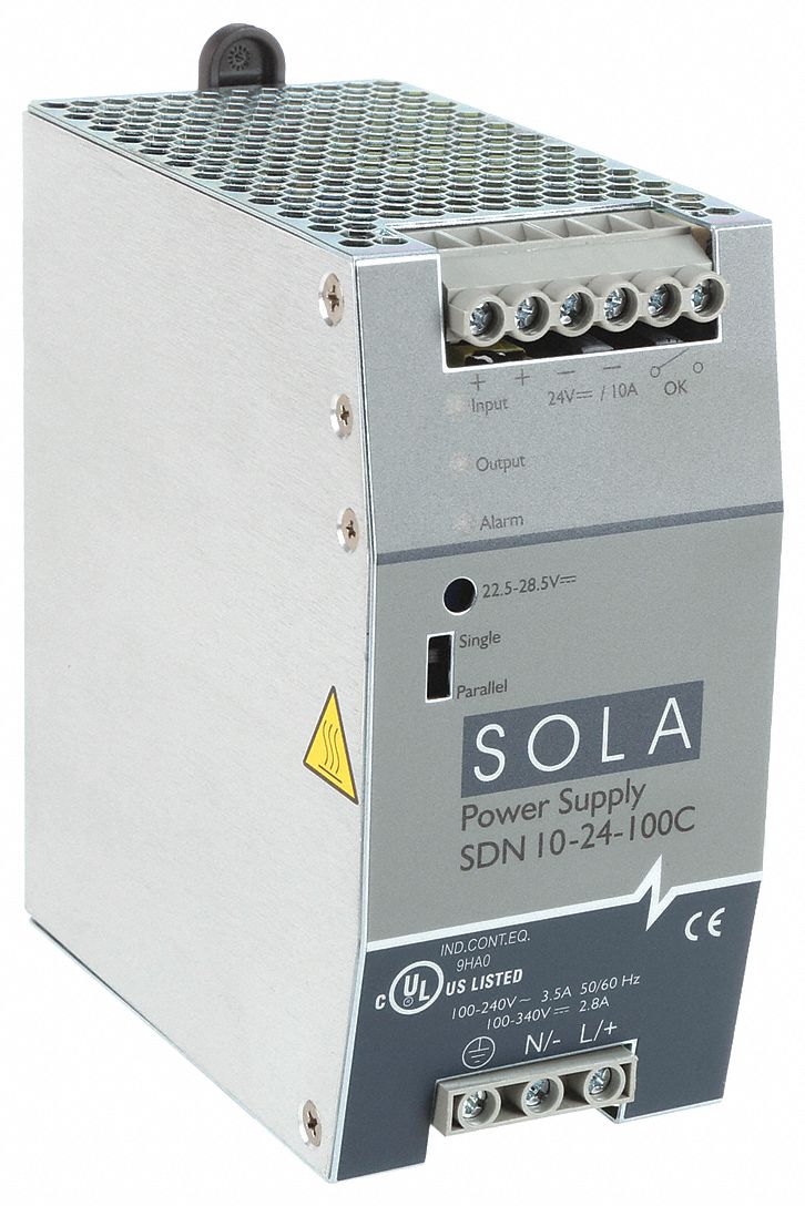 DC Power Supply: DIN Rail, 240 W Output Power - Rated, 10 A Current - Output, Single Phase