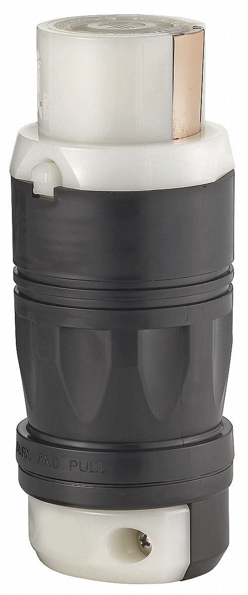 Locking Connector: Non-NEMA, 50 A, 250V AC, 2 Poles, Black/White, Gen Use