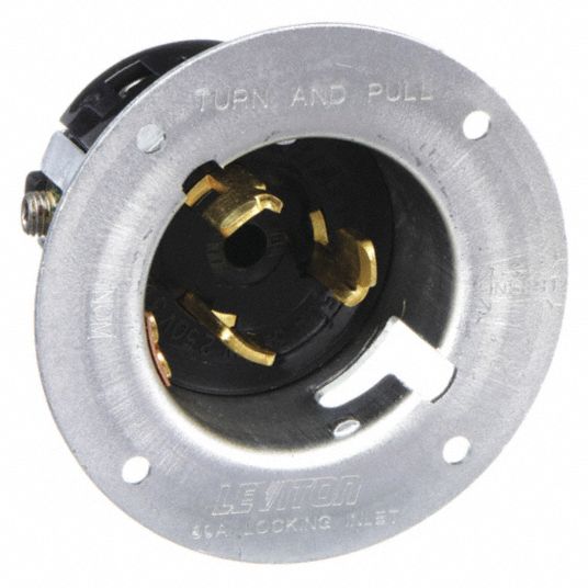 Gray Flanged Locking Inlet, 50 Amps, 240V AC Voltage, NEMA ...