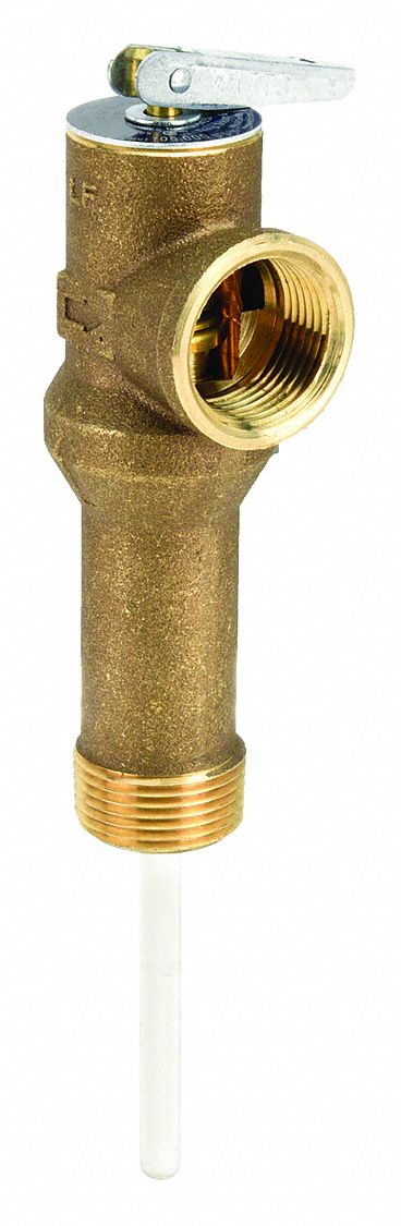 TEMPERATURE AND PRESSURE RELIEF VALVE: MNPT X FNPT, ¾ IN X ¾ IN CONNECTION SIZE