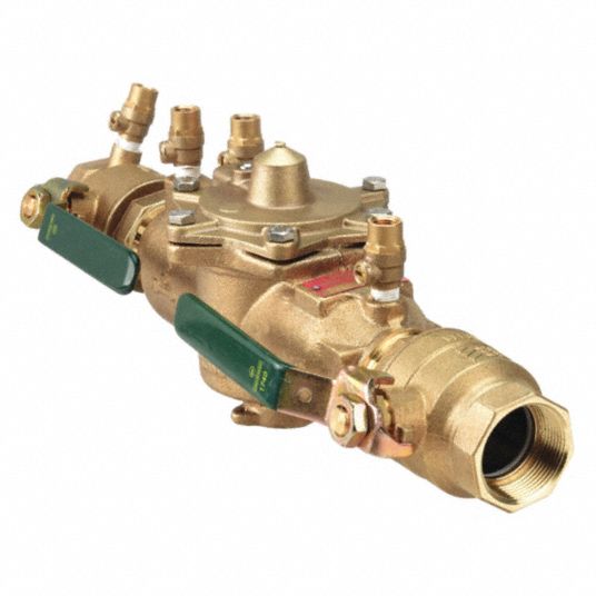 Reduced Pressure Zone Backflow Preventer: WATTS LF009, 1 1/2 in, IPS, Lead  Free Brass, 17 7/8 in Lg