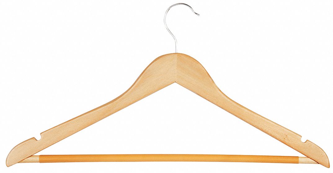 Clothes Hanger: Open Hook, Wood, 9 in Ht, 17 in Wd, 3/16 in Thick