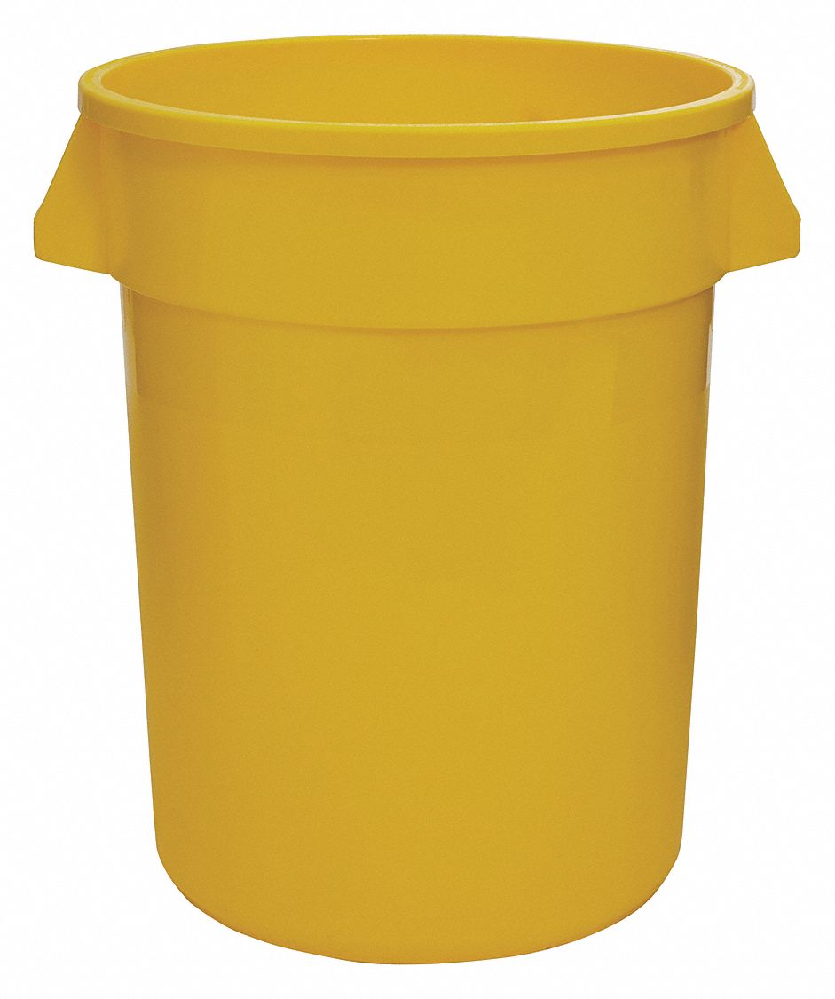 TOUGH GUY 44 Gal Round Trash Can Plastic Yellow 5DMU2 5DMU2 Grainger   5DMT1 AS03