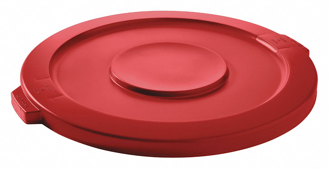 Trash Can Top: Round, 32 gal Capacity, 22 1/4 in Overall Dia, 22 1/4 in, Red, Trash Can Top