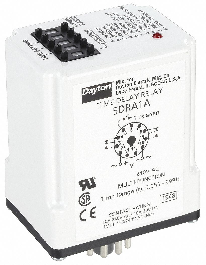 MULTI-FUNCTION TIME DELAY RELAY, SOCKET MOUNTED, 240V AC, 10 A, 11 PINS/TERMINALS