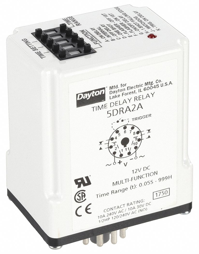 MULTI-FUNCTION TIME DELAY RELAY, SOCKET MOUNTED, 12V DC, 10 A, 11 PINS/TERMINALS