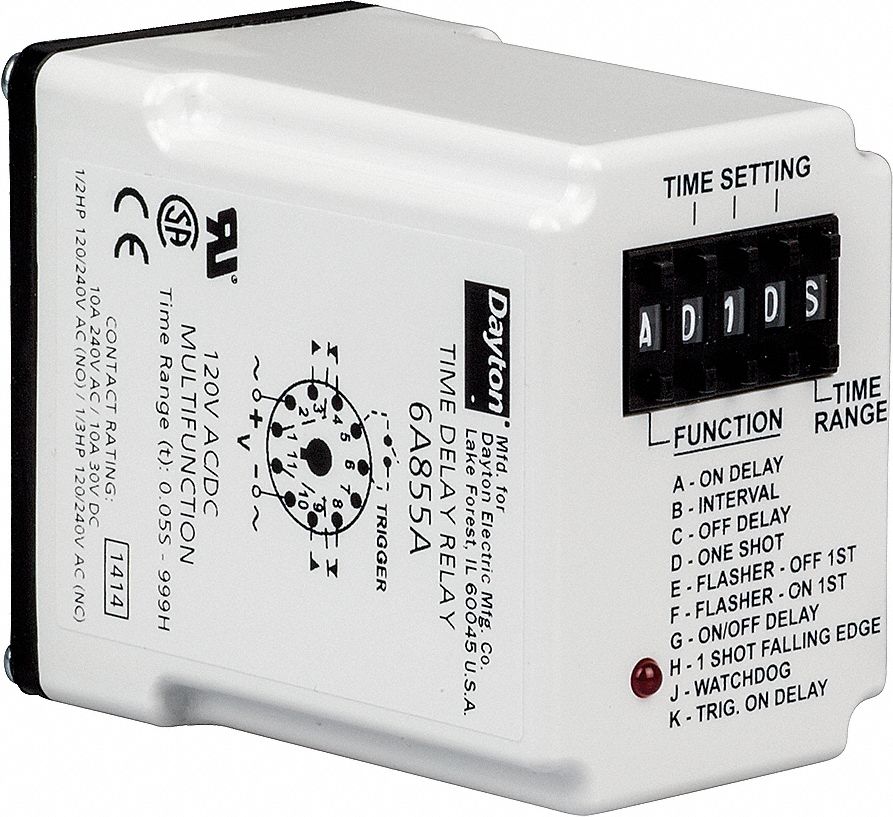 MULTI-FUNCTION TIME DELAY RELAY, SOCKET MOUNTED, 24V AC/DC, 10 A, 11 PINS/TERMINALS