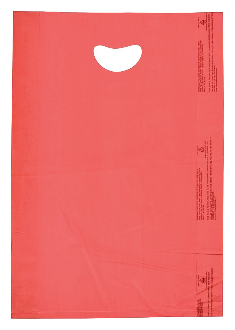 Merchandise Bags: 12 in x 3 in x 18 in, 0.7 mil Thick, Orange, Die Cut, Gusseted, 500 PK