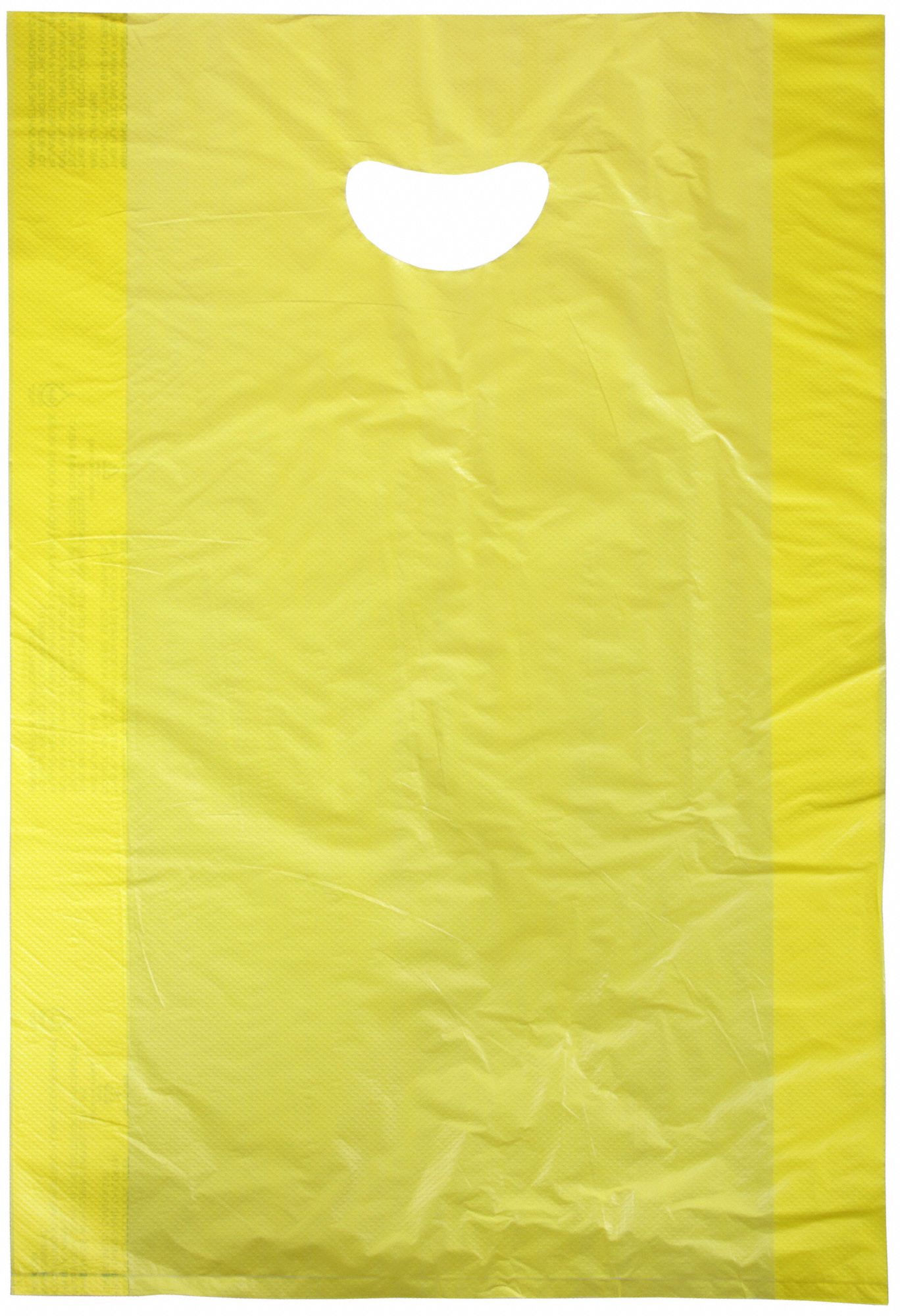 Merchandise Bags: 12 in x 3 in x 18 in, 0.7 mil Thick, Yellow, Die Cut, Gusseted, 500 PK