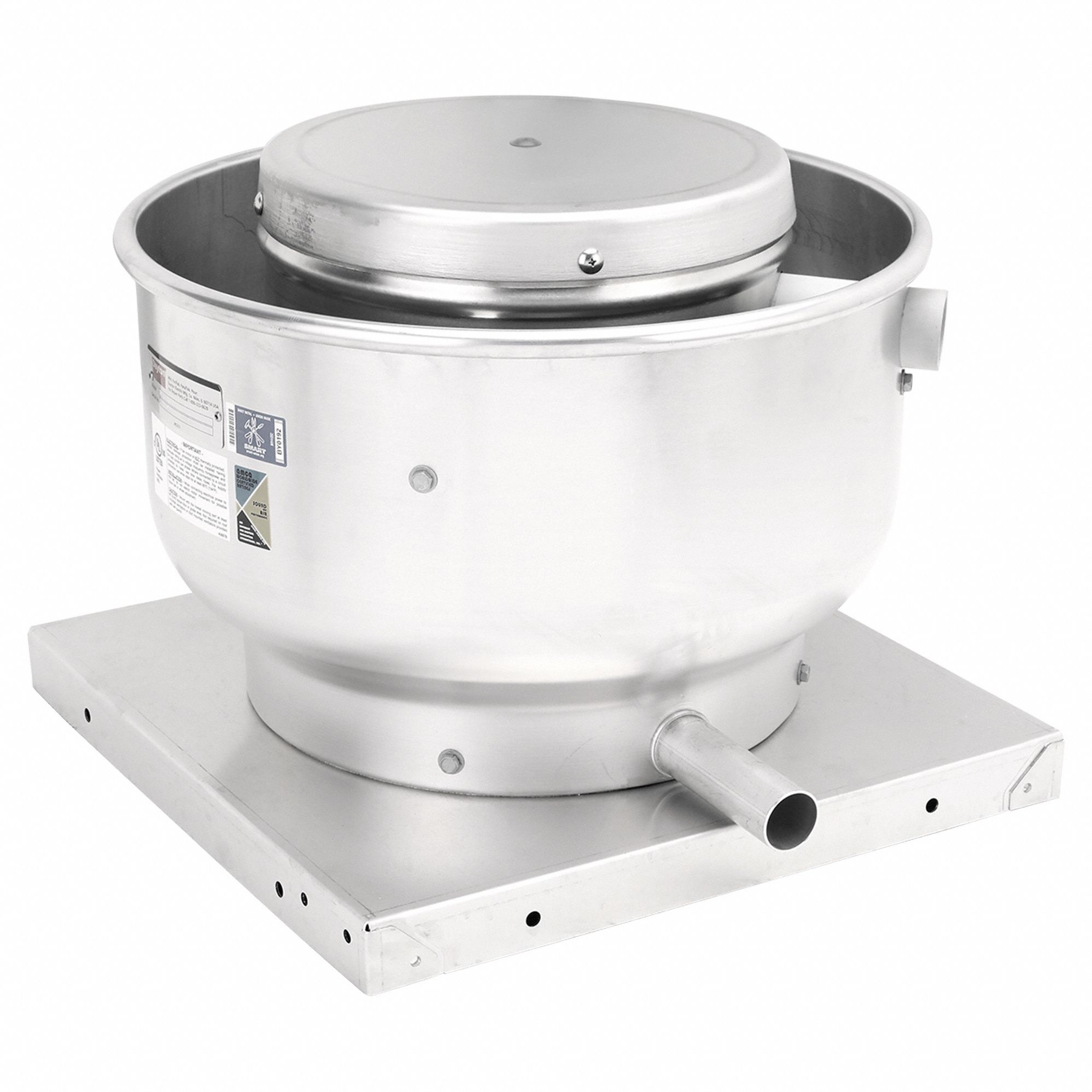 Centrifugal Upblast Roof Exhaust Fan: Direct Drive, Includes Drive Pack, 8 1/4 in Wheel, 197 cfm