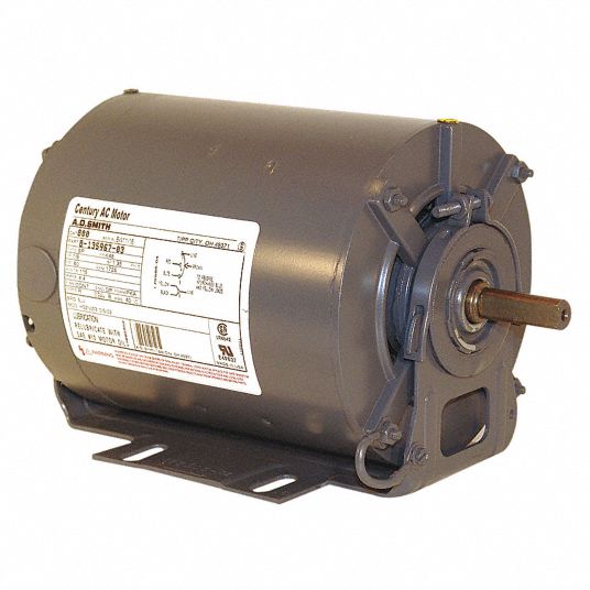 CENTURY Belt Drive Motor: 1 Speed, Open Dripproof, Cradle Base Mount, 1 ...