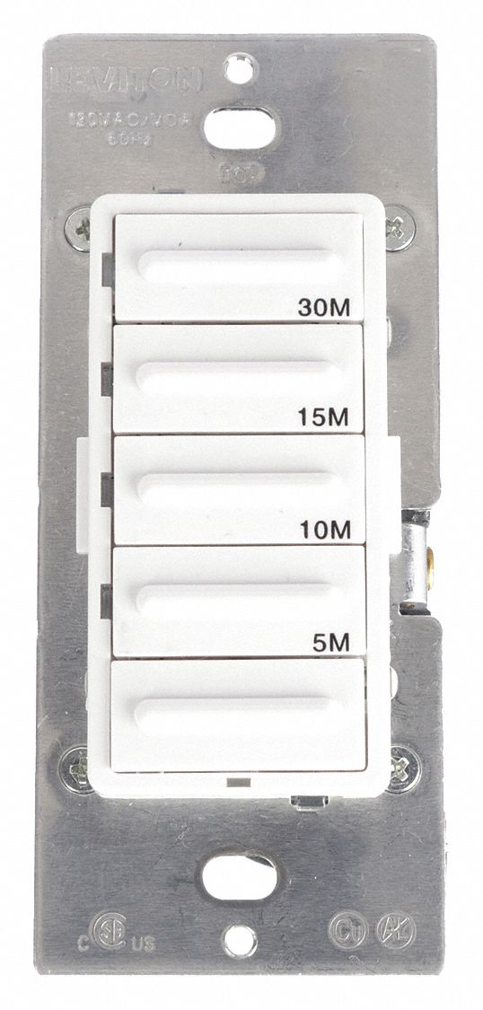 LEVITON Temporizador,L 4-1/8pulg,Blanco,120V - 5DXW9 | LTB30-1LZ ...