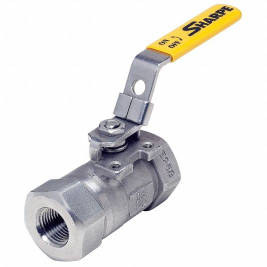 Ball Valve, 316 Stainless Steel, Inline, 2-Piece, Pipe Size 3/8 in 