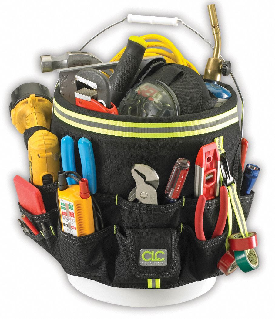 CLC HiVis Bucket Organizer, Black, Polyester 5DYK2141119 Grainger