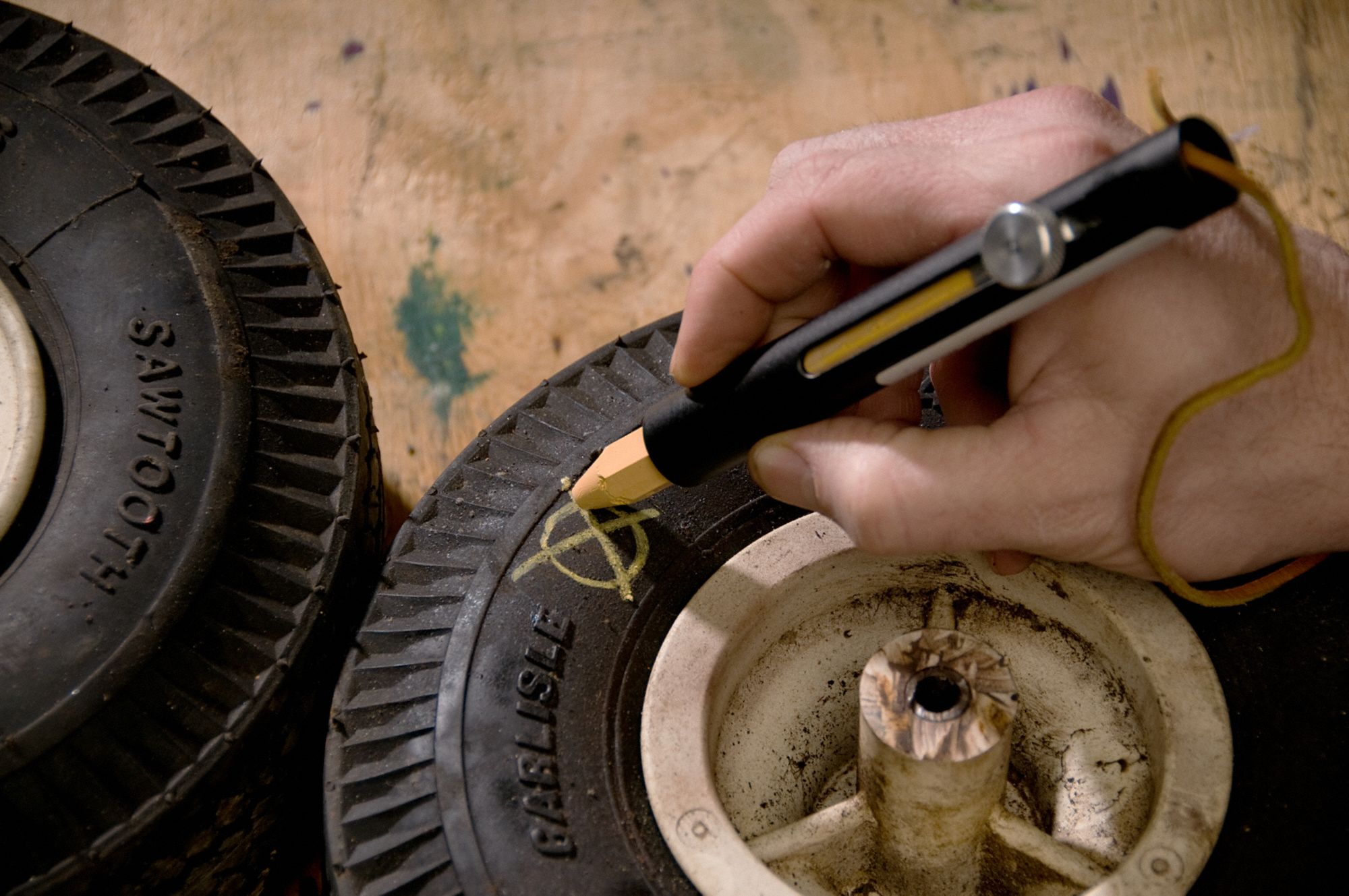 MARKAL Tire Marker, Yellow, 1/2 in W x 45/8 in L, Wax 5DYU951421