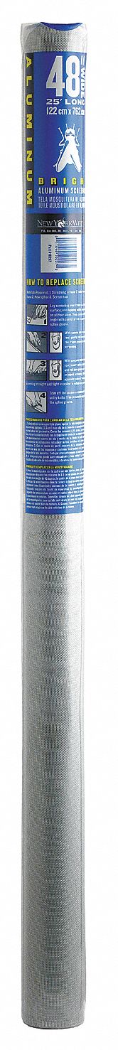 Replacement Screen: Aluminum, Charcoal, 18 x 16 Mesh Size, 2 ft Wd, 100 ft Lg