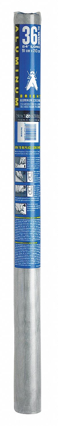 Replacement Screen: Aluminum, Charcoal, 18 x 16 Mesh Size, 4 ft Wd, 100 ft Lg
