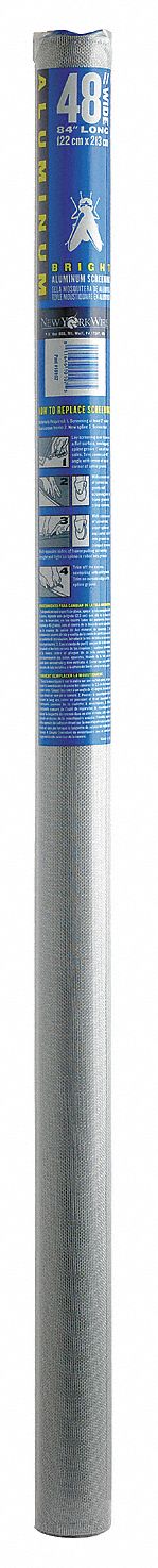 Replacement Screen: Aluminum, Charcoal, 18 x 16 Mesh Size, 5 ft Wd, 100 ft Lg