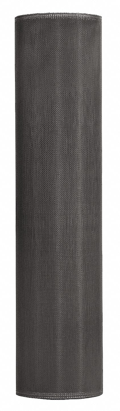Replacement Screen: Aluminum, Charcoal, 18 x 16 Mesh Size, 2.5 ft Wd, 7 ft Lg