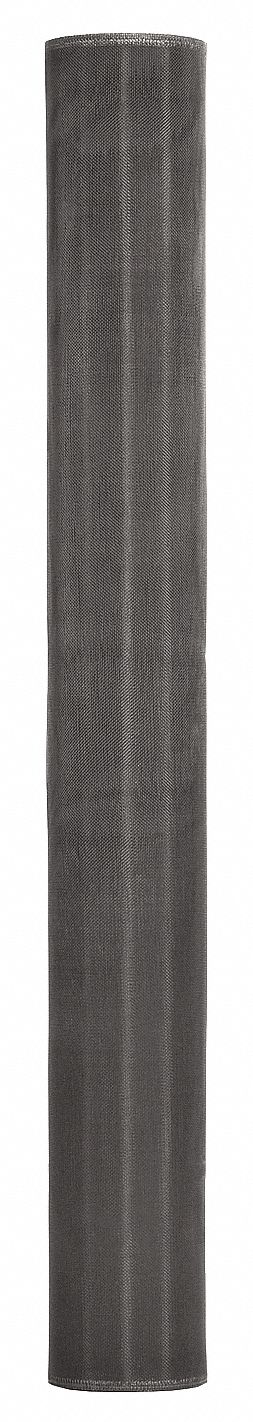 Replacement Screen: Aluminum, Charcoal, 18 x 16 Mesh Size, 4 ft Wd, 25 ft Lg