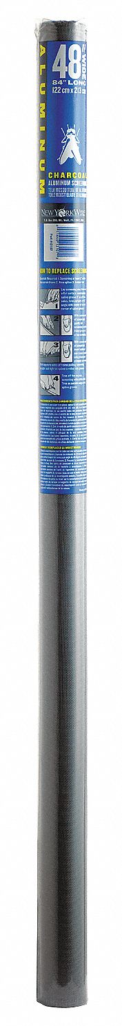 Replacement Screen: Aluminum, Charcoal, 18 x 16 Mesh Size, 4 ft Wd, 7 ft Lg