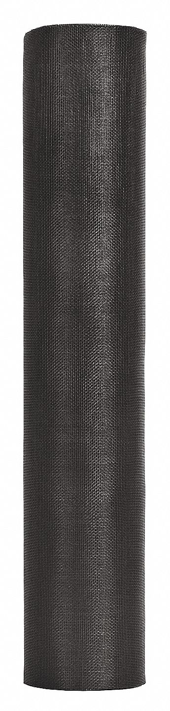 Replacement Screen: Fiberglass, Charcoal, 18 x 16 Mesh Size, 2 ft Wd, 100 ft Lg