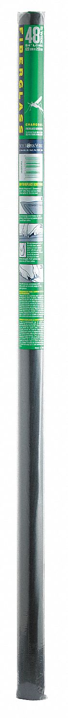 Replacement Screen: Fiberglass, Charcoal, 18 x 16 Mesh Size, 4 ft Wd, 7 ft Lg