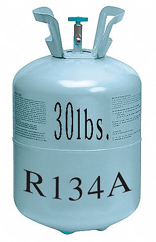 Refrigerant: R-134a, 30 lb Container Size, Blue, Cylinder
