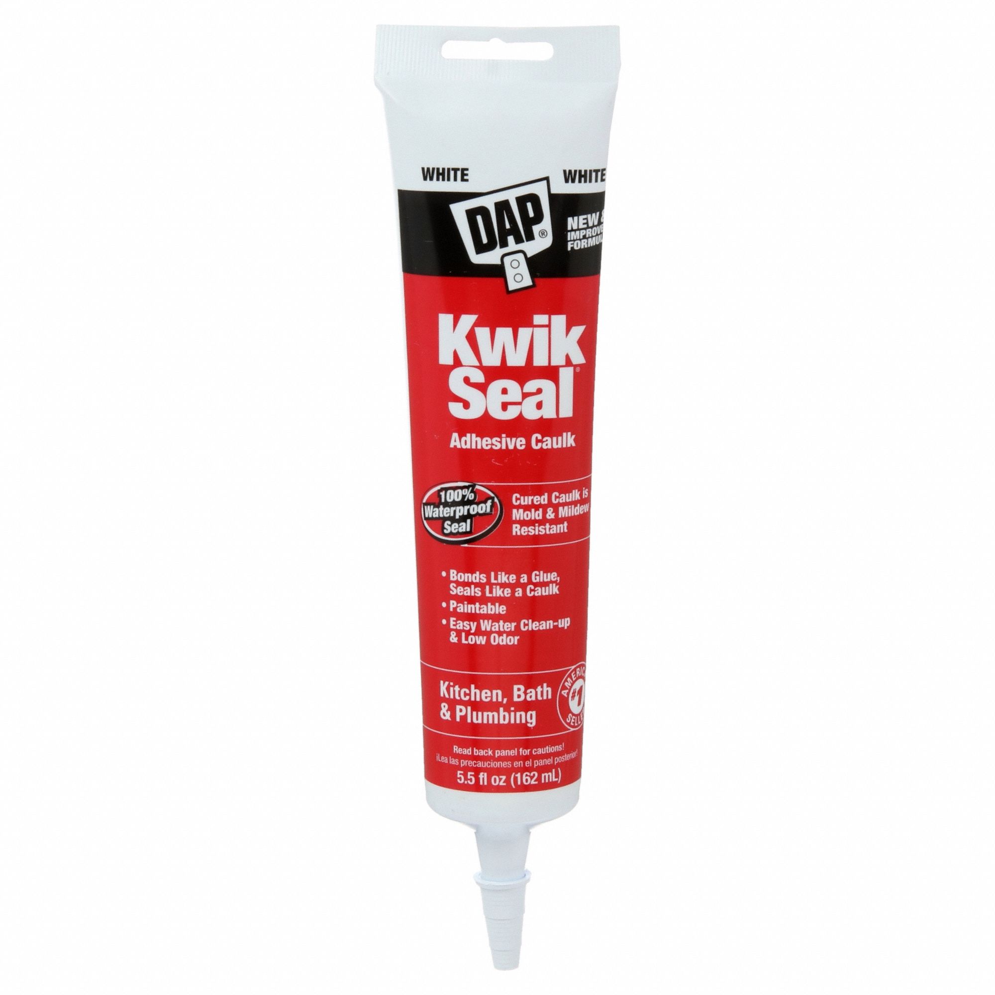 DAP, Kwik Seal Tub & Tile, White, Acrylic Latex Adhesive Caulk 5E08018001 Grainger