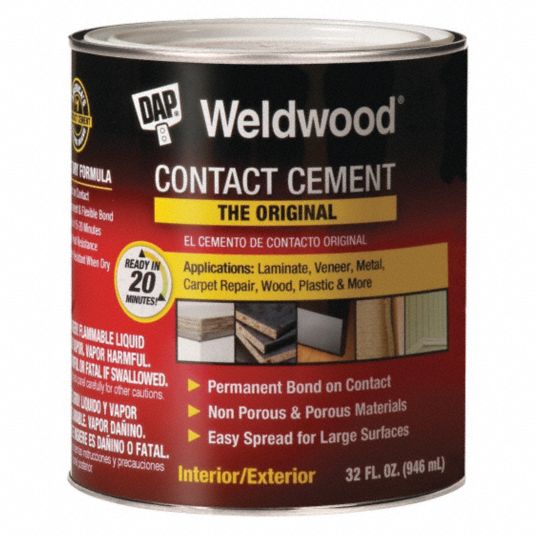 DAP Contact Cement Weldwood Original, Gen Purpose, 1 qt, Can, Tan
