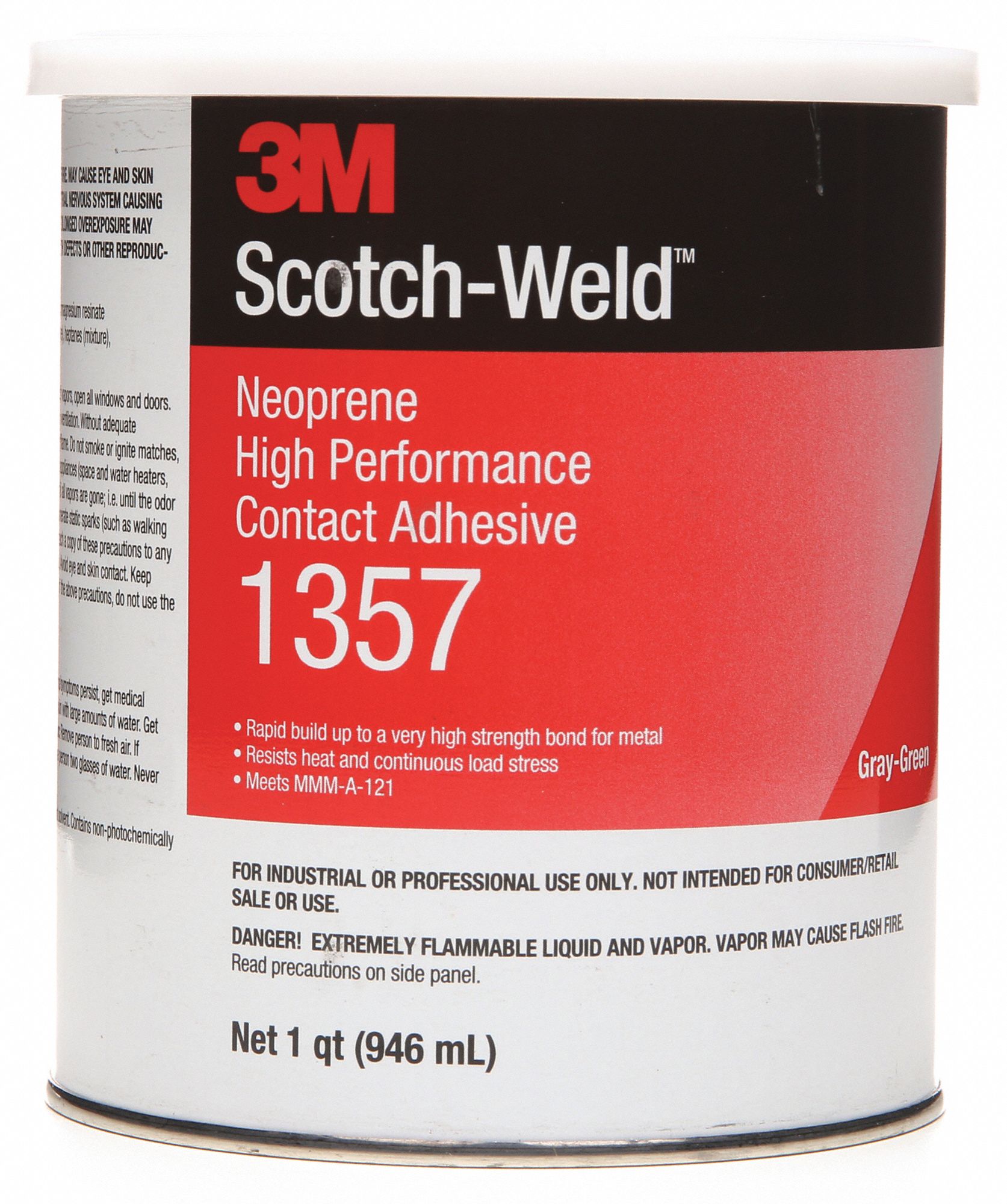 3M Neoprene High Performance Contact Adhesive 1357 Gray-Green 1 Quart