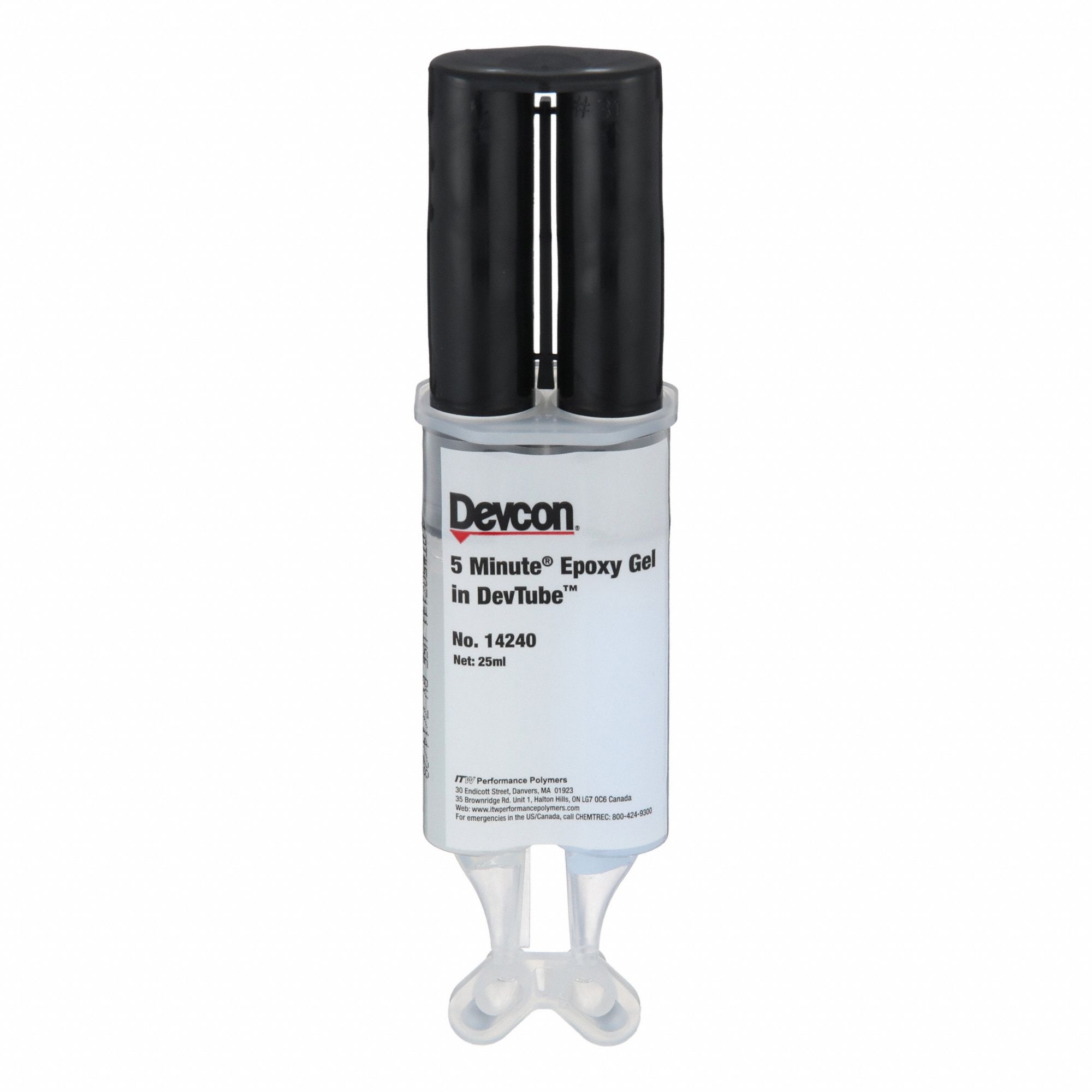 Epoxy Adhesive: 5-Minute Epoxy Gel, Moisture Cured, 25 mL, Syringe, Gray, Gel
