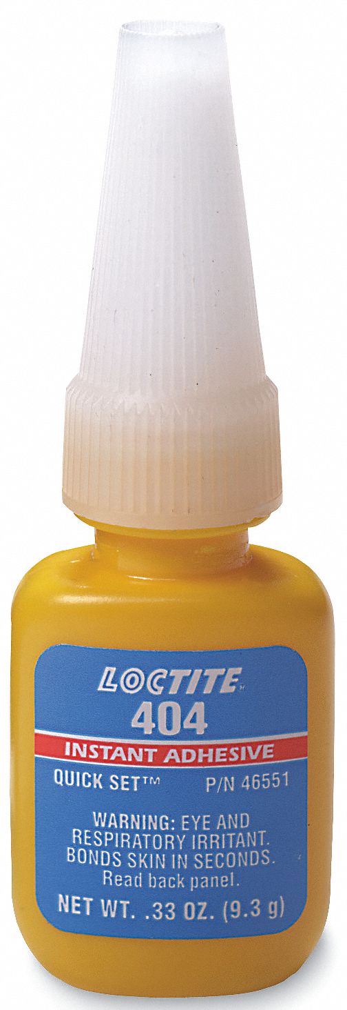 INSTANT ADHESIVE, 404, RUBBER, 0.33 OZ BOTTLE, CLEAR, THIN LIQUID, 50 G/L AND UNDER