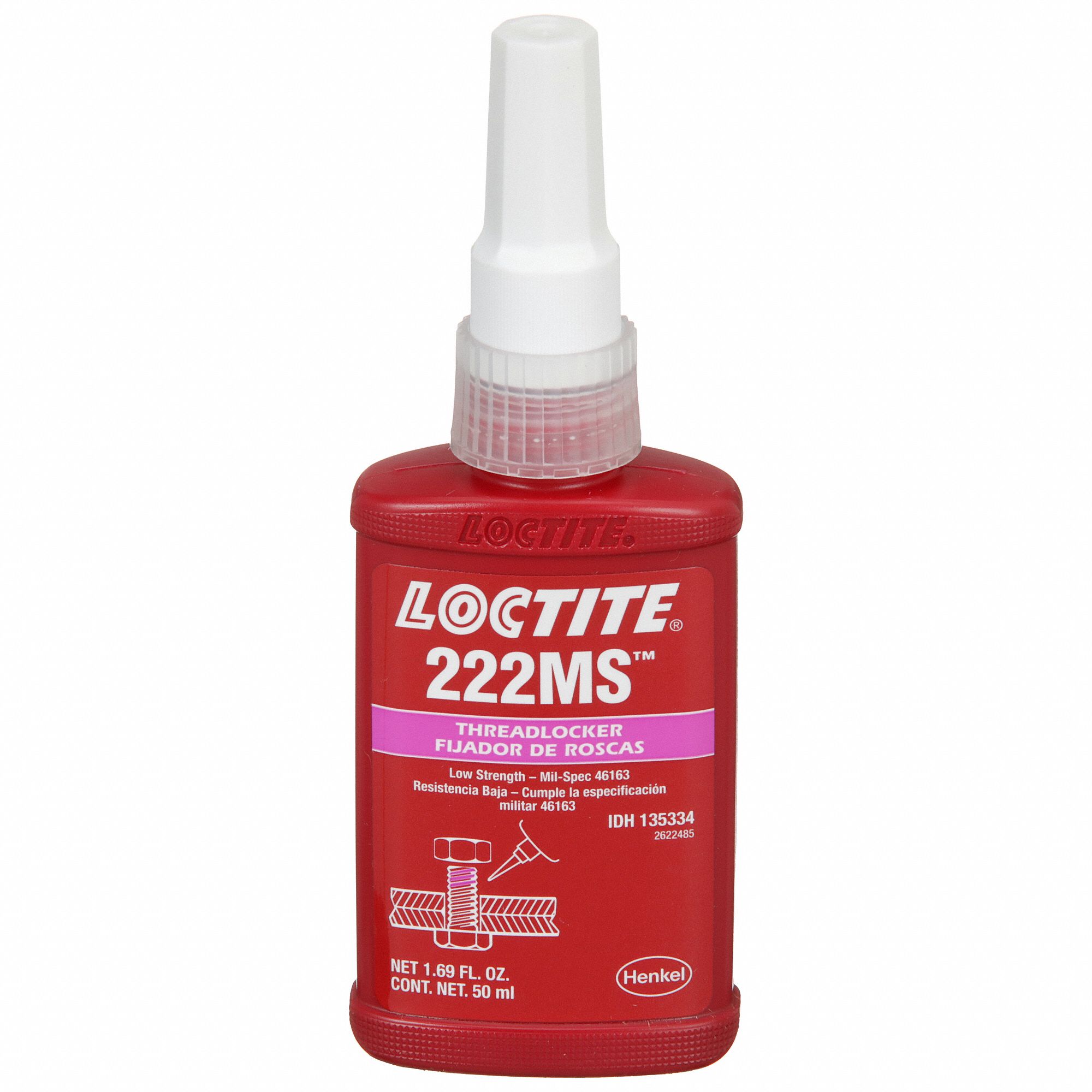 LOW-STRENGTH THREADLOCKER, 222MS, PURPLE, MEETS MIL SPEC, 1.69 FL OZ BOTTLE