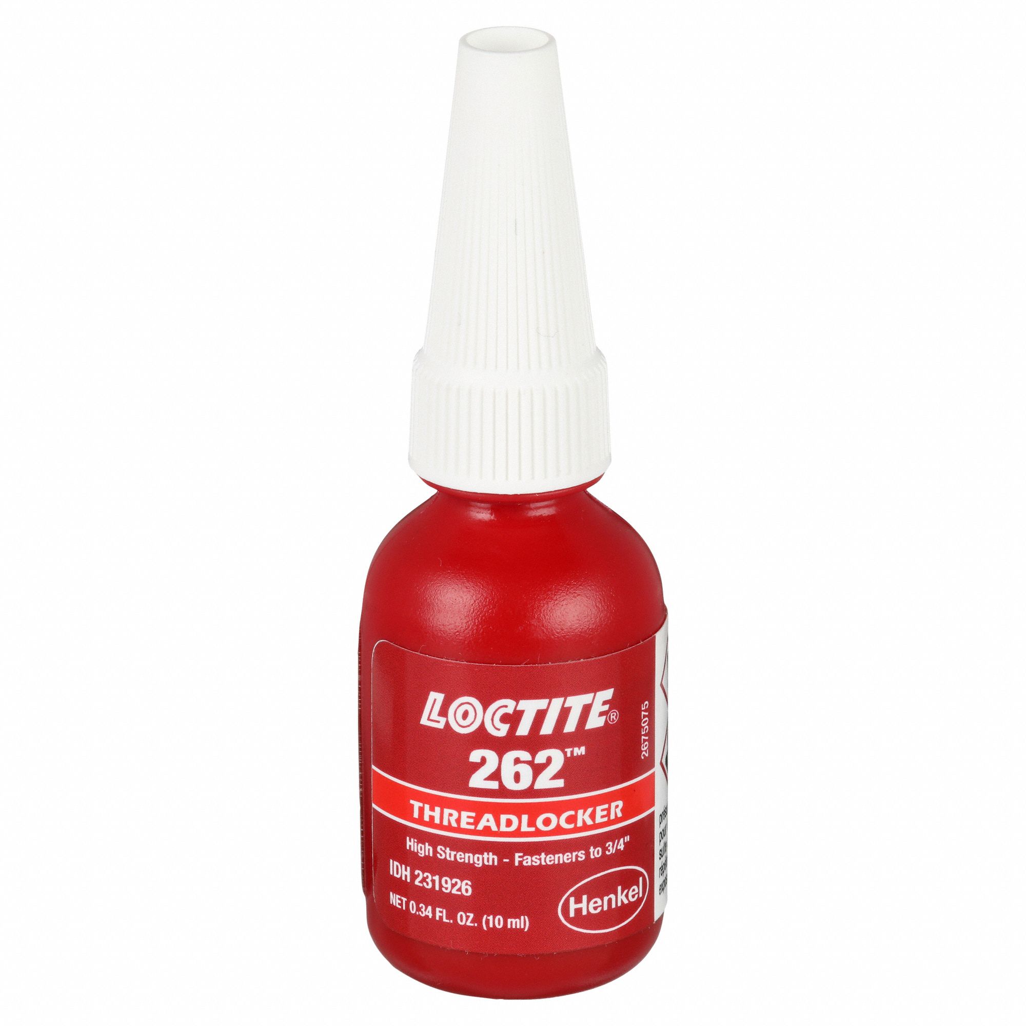 HIGH-STRENGTH THREADLOCKER, 262, RED, OIL TOLERANT, 0.34 FL OZ BOTTLE