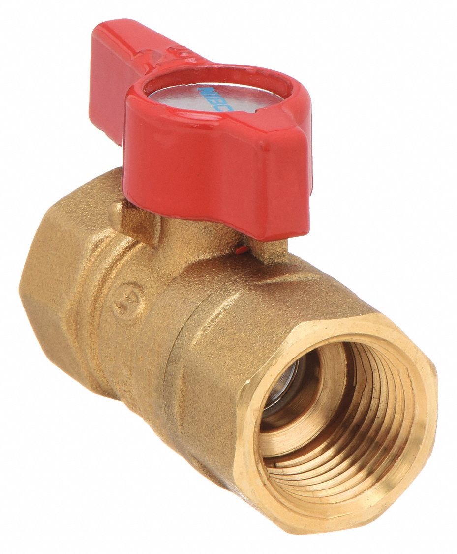 Manual Two-Way Ball Valve: 1/2 in, Brass, Straight, FIP x FIP, 600 psi Max. Pressure (CWP)