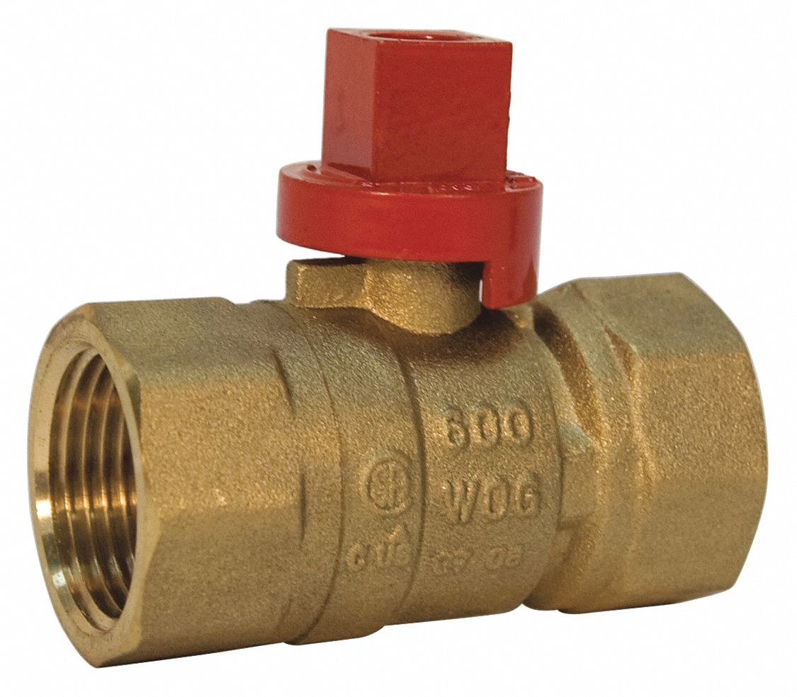NIBCO Gas Ball Valve, Brass, Inline, 2Piece, Pipe Size 3/4 in