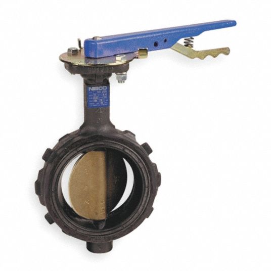 Wafer-Style Butterfly Valve, Ductile Iron, 200 psi, 5 in Pipe Size ...