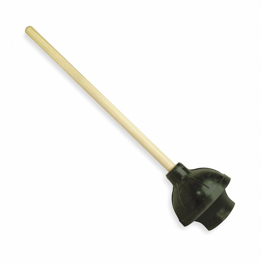Forced Cup Plunger, 6 in Cup Dia., 19 in Handle Length, Durable Rubber ...