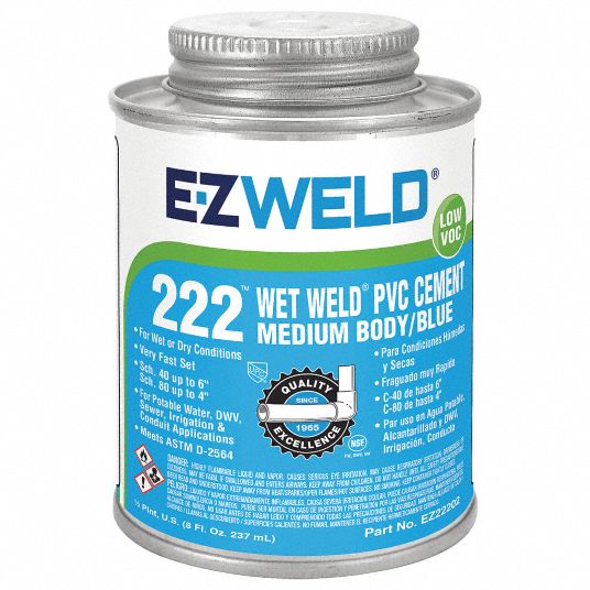 Ez Weld Blue Solvent Cement Size 8 Oz For Use With Pvc Pipes And Fittings Up To 6 In For Schedule 40 And U 5e530 222 Grainger