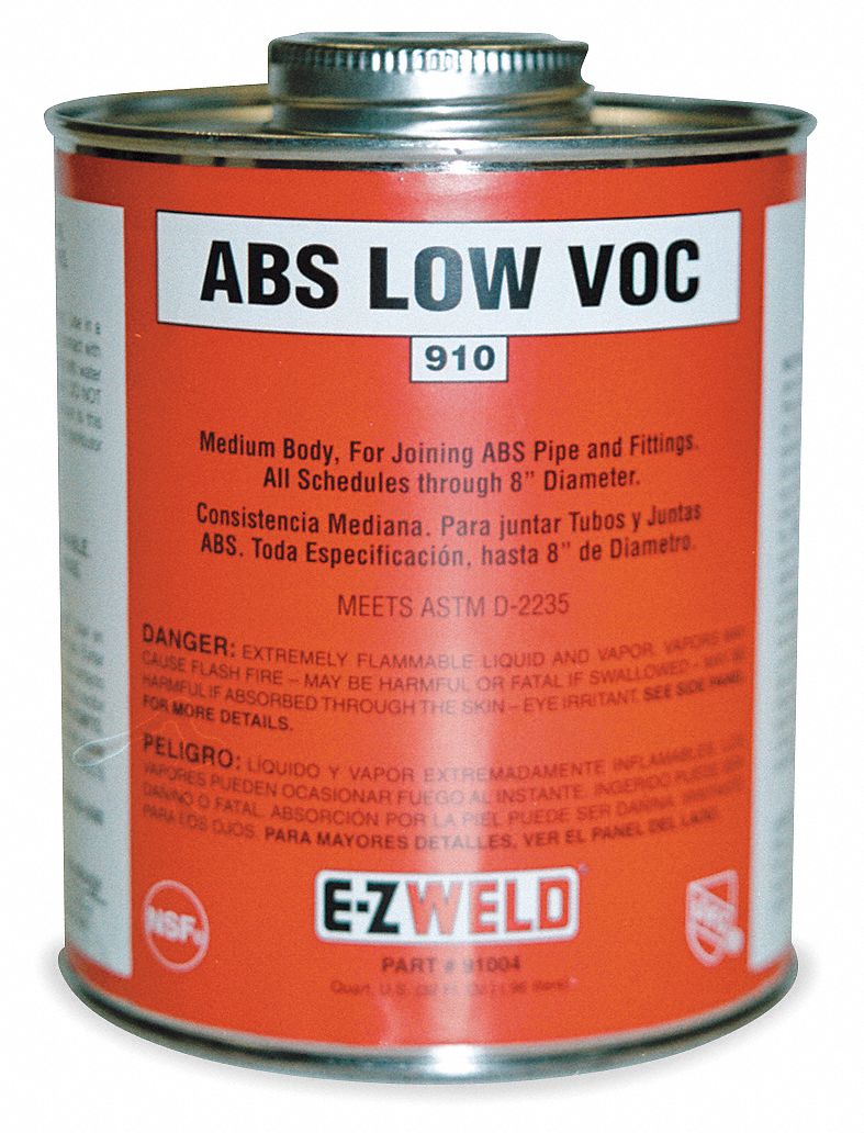 EZ WELD Black Solvent Cement, Size 8 oz, For Use With ABS Pipe and