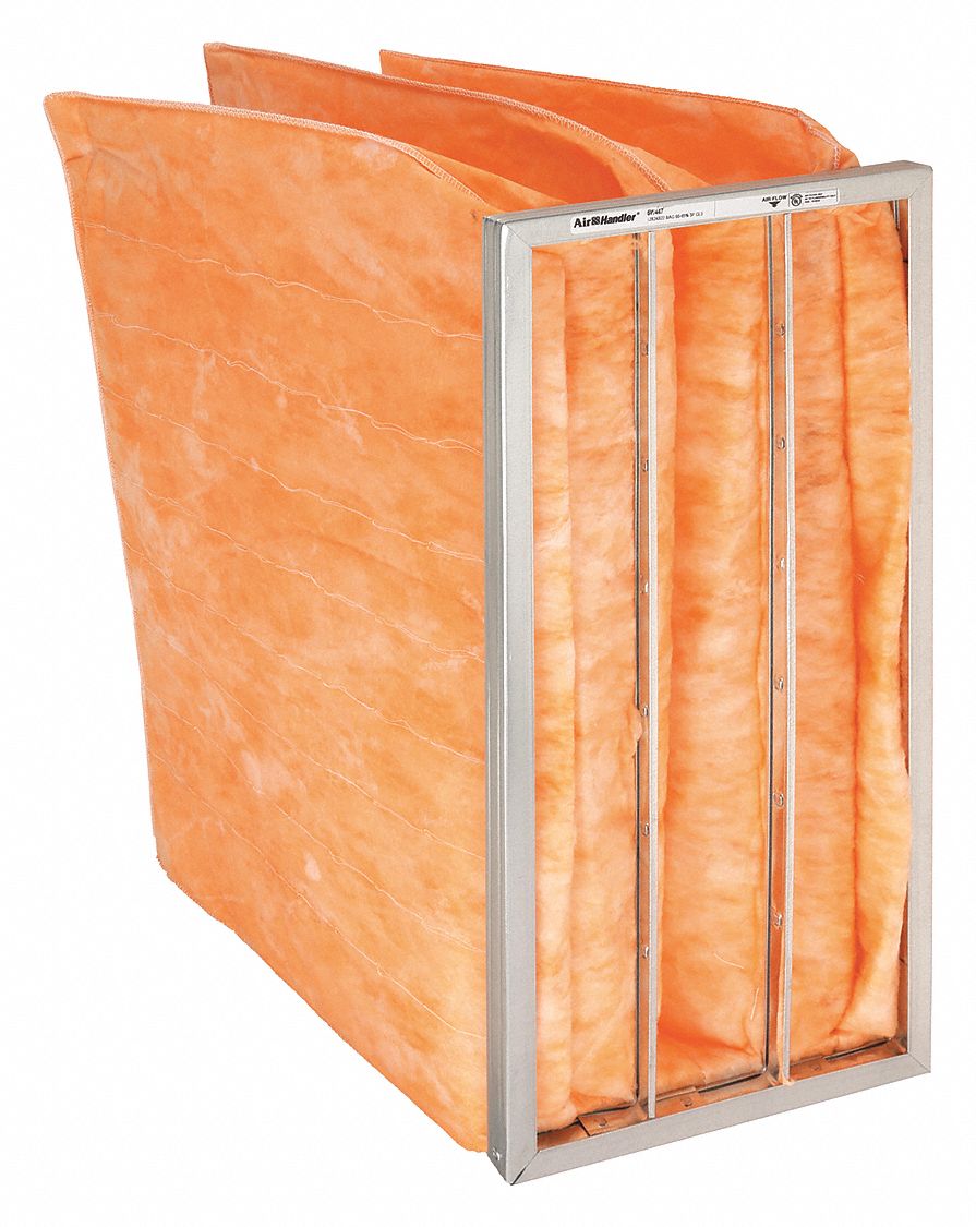 POCKET AIR FILTER, 24 X 12 X 22 IN, MERV 11, ORANGE, FIBREGLASS, 3 POCKETS