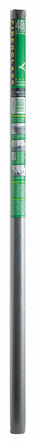 Replacement Screen: Fiberglass, Gray, 18 x 16 Mesh Size, 4 ft Wd, 7 ft Lg